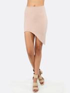 Romwe Apricot Asymmetrical Bodycon Skirt
