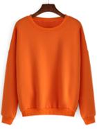 Romwe Round Neck Loose Orange Sweatshirt