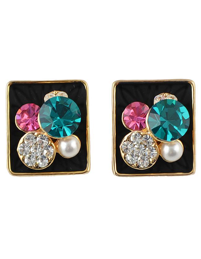 Romwe New Model Hot Sale Rhinestone Small Stud Square Earrings