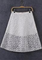 Romwe High Waist Embroidered Flare White Skirt