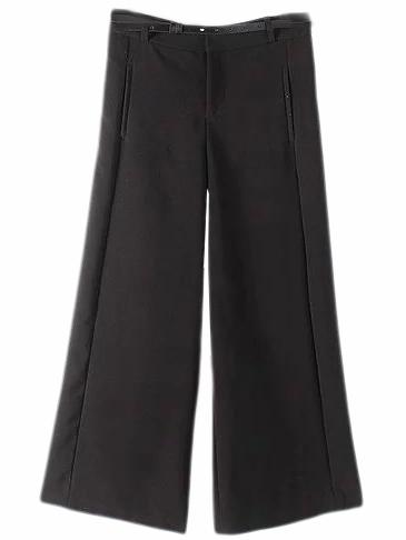 Romwe Black Fake Pocket Wide Leg Pants