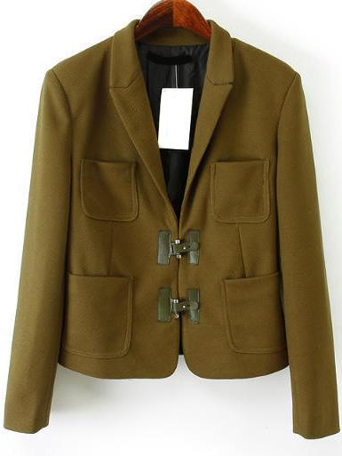 Romwe Lapel With Pockets Slim Blazer