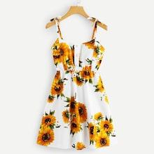 Romwe Tie Shoulder Floral Cami Dress