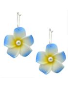 Romwe Blue Flower Drop Earrings