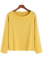 Romwe Round Neck Yellow T-shirt
