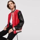 Romwe Guys Contrast Striped Colorblock Pu Jacket