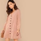 Romwe V-neck Button Through Drop Waist Dress