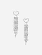 Romwe Rhinestone Heart Top Chain Earrings