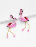 Romwe Delicate Flamingo Drop Earrings