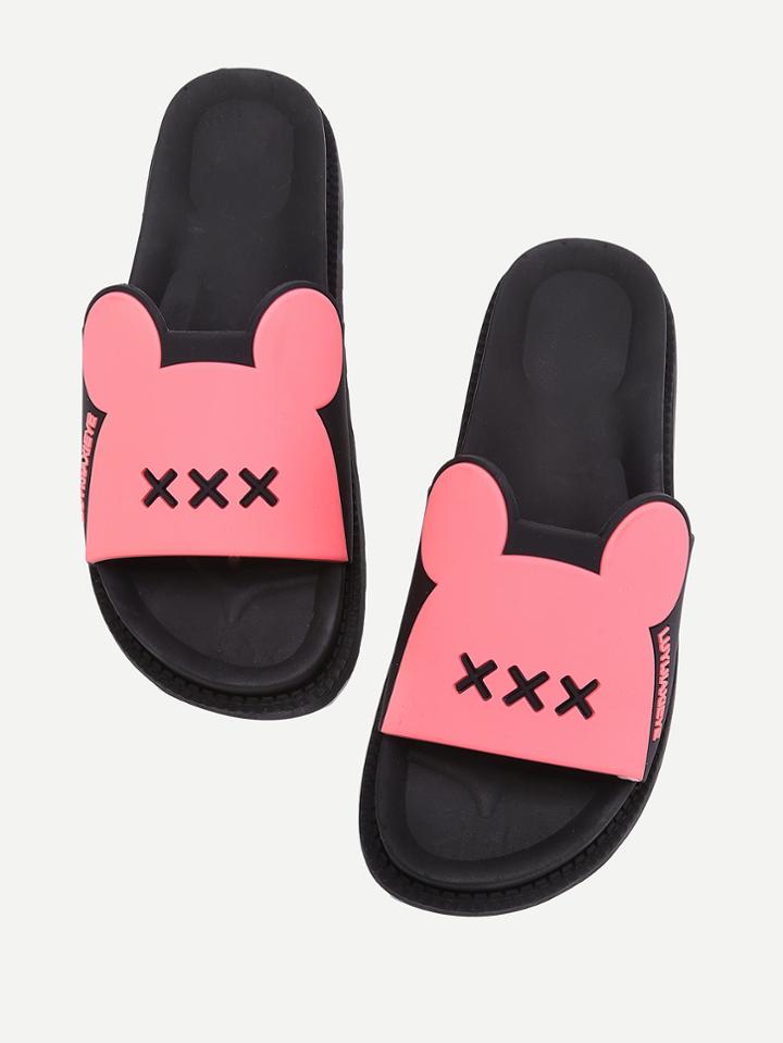 Romwe Letter Detail Ear Design Flatform Sandals