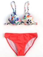 Romwe Floral Print Triangle Mix & Match Bikini Set