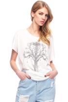 Romwe Wishing Tree Loose White T-shirt