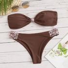 Romwe Bandeau With Ladder Cut-out Bikini Set
