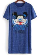Romwe Mickey Print Shift Blue Dress