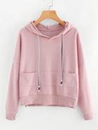 Romwe Drop Shoulder Pocket Front Sweatshirt