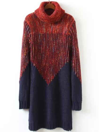 Romwe Turtleneck Navy Sweater Dress