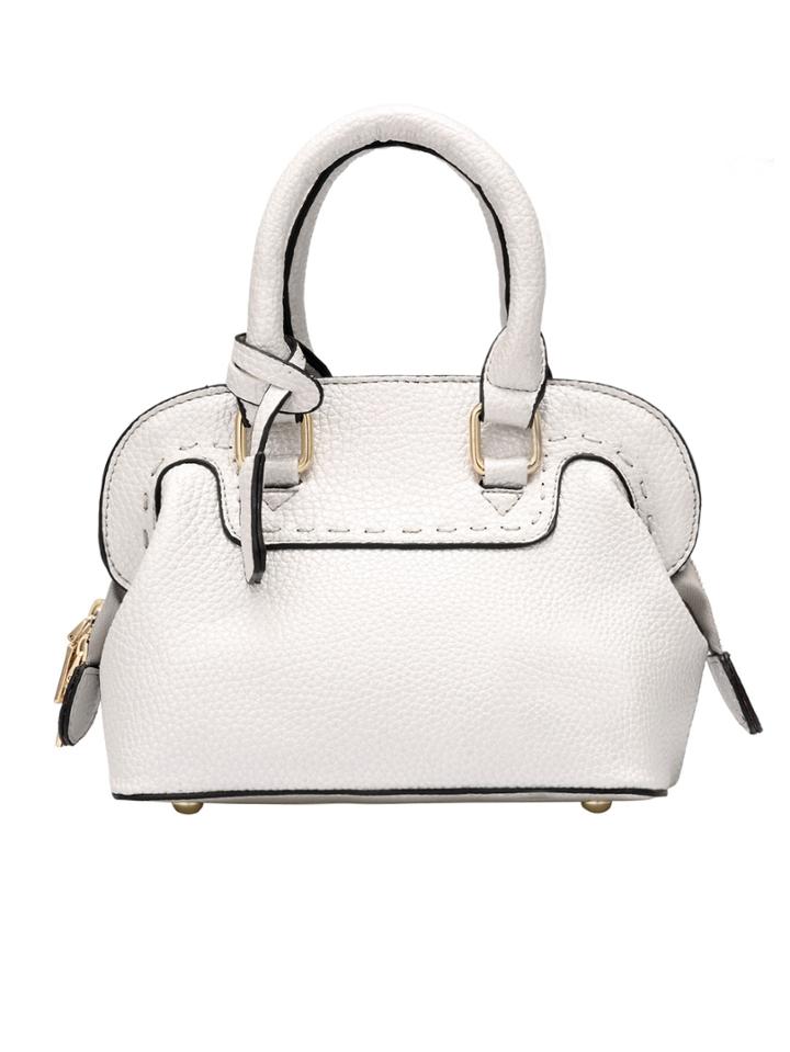 Romwe White Double Zipper Pu Bag