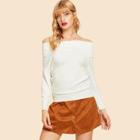 Romwe Off Shoulder Solid Jumper