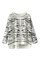Romwe Zebra Print Arc Hem Sweatshirt