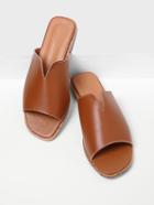 Romwe V Cut Detail Pu Flat Sandals