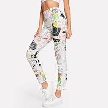 Romwe Cartoon Print Skinny Leggings