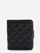 Romwe Black Fold Snap Button Wallet