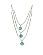 Romwe Silver Turquoise Mutilayers Necklace