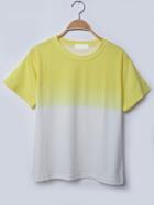 Romwe Yellow Ombre Drop Shoulder T-shirt