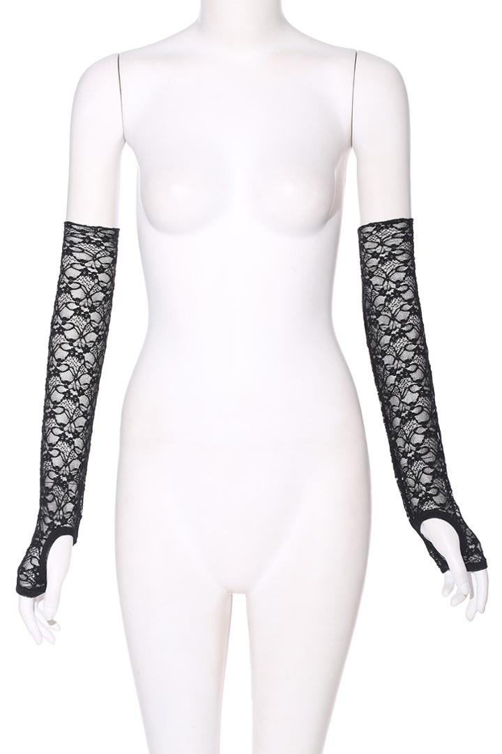 Romwe Lace Long Gloves