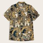 Romwe Guys Notch Collar Baroque Print Shirt