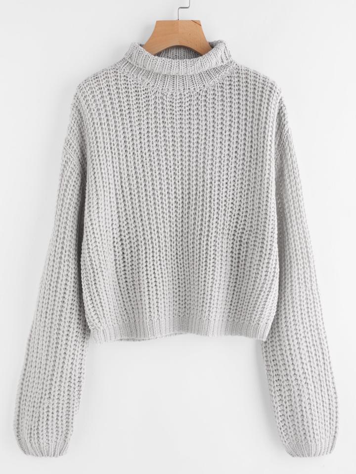 Romwe Turtle Neck Drop Shoulder Jumper