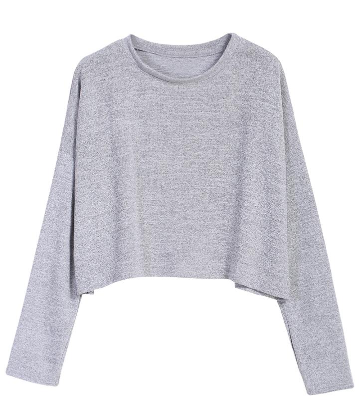 Romwe Batwing Sleeve Loose Grey T-shirt