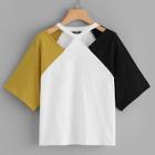 Romwe Cut Out Front Cut And Sew Tee