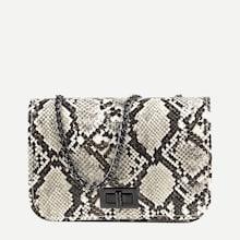 Romwe Snake Print Twist Lock Chain Bag