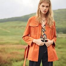 Romwe Rhinestone Detail Pocket Front Belted Coat