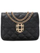 Romwe Rhinestone Lock Long Quilting Chain Bag