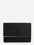 Romwe Metal Detail Clutch Bag With Chain Strap