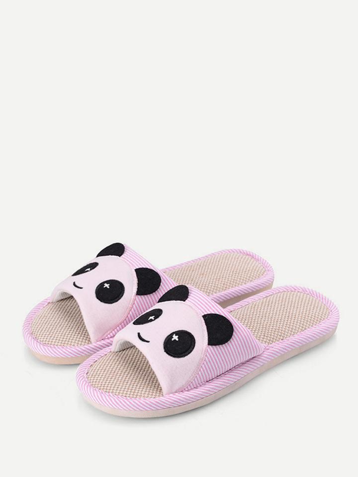 Romwe Panda Design Striped Slippers