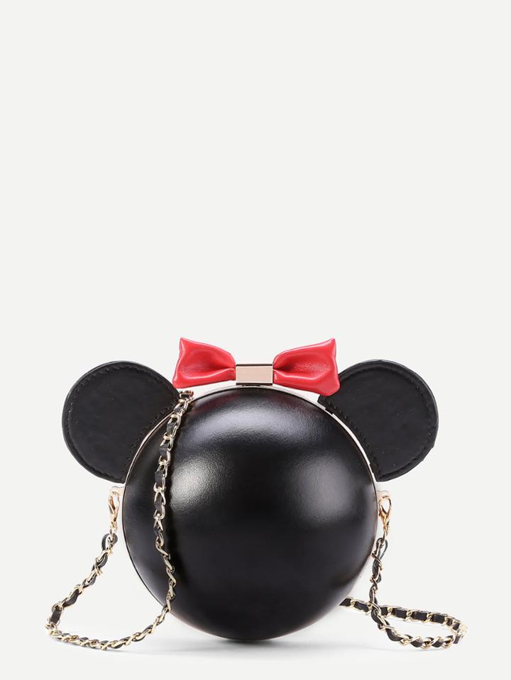 Romwe Mickey Shaped Design Pu Crossbody Bag