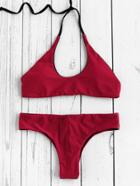 Romwe Halter Beach Bikini Set