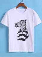 Romwe Zebra Print White T-shirt