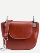 Romwe Brown Faux Leather Flap Saddle Bag