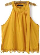 Romwe Yellow Off The Shoulder Lace Hem Vest