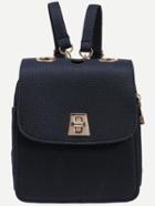 Romwe Black Pebbled Faux Leather Layered Flap Backpack