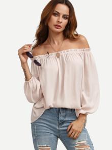 Romwe Off-the-shoulder Bishop Sleeve Top