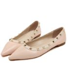 Romwe Pale Pink With Rivet Point Toe Flats