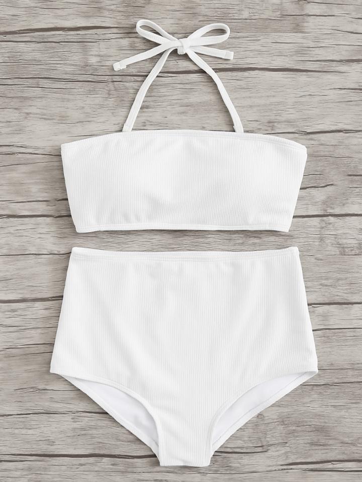 Romwe High Waist Halter Bikini Set