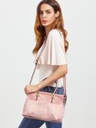 Romwe Pink Horse Hair Covered Pu Shoulder Bag