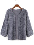Romwe Open Front Loop Grey Coat