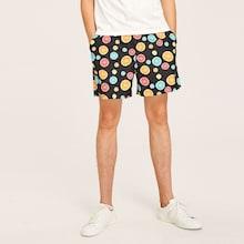 Romwe Guys Slant Pocket Lemon Print Shorts